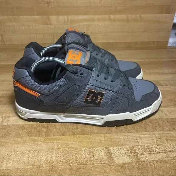 DC Shoes Men's Stag Low Top Sneaker Shoes Gray/Orange Skate Shoes 320188 Mens 11