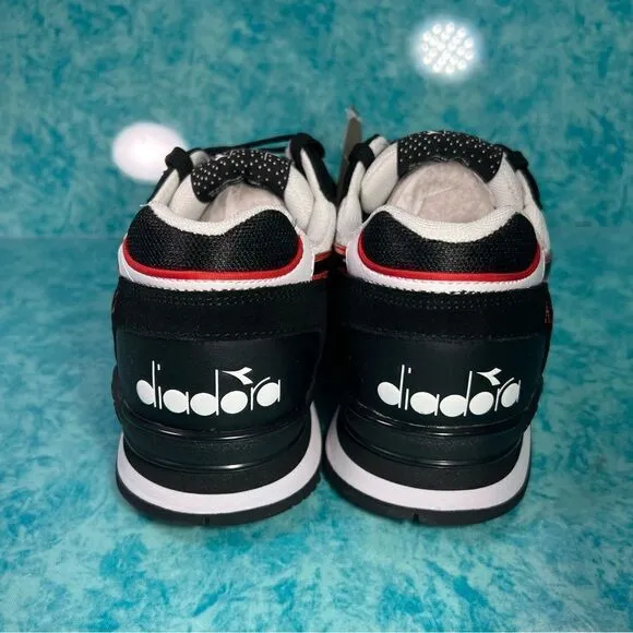 Diadora N 92 Advance Black Red Men's Low Top Suede Retro Shoes Sneakers