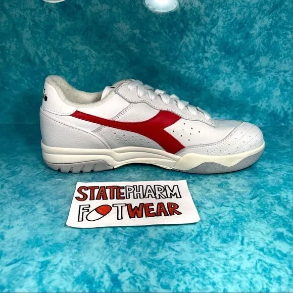 Diadora Maverick ‘White/Red’ Men's Retro Low Top Leather Athletic Shoes