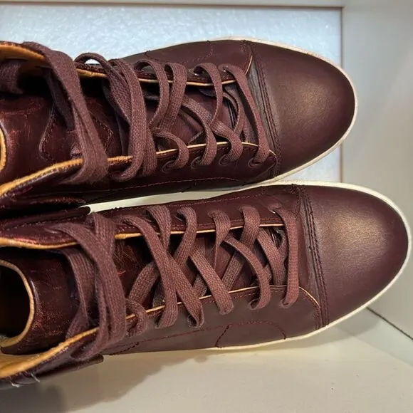 Diesel Sneakers Shoes Size 9.5 Mens Burgundy Leather Lace Up High Top