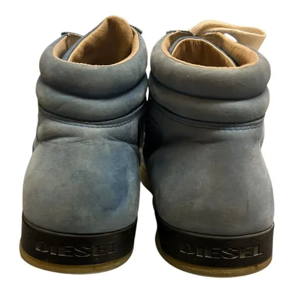 Diesel Tempus Blue Basket Diamond Leather High Top Lace Up Sneaker Mens Size 12