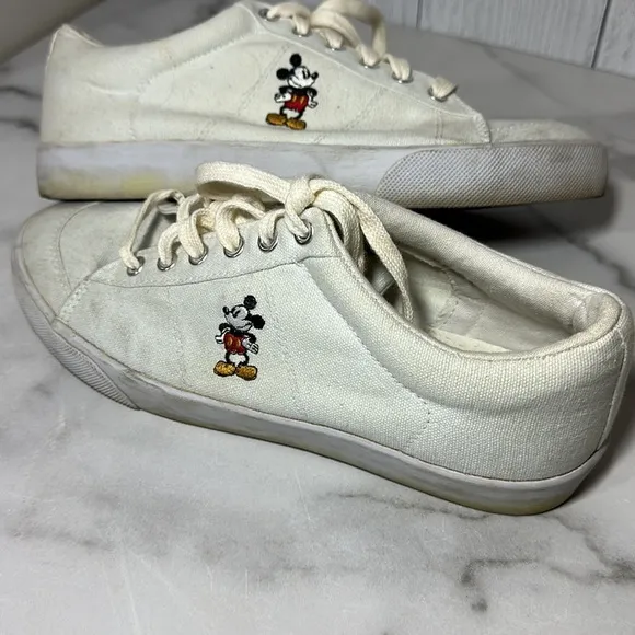 Disney Mickey Mouse Sneakers White Tennis Shoes Woman's Size 10 Vintage 90's