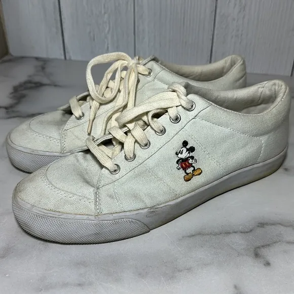 Disney Mickey Mouse Sneakers White Tennis Shoes Woman's Size 10 Vintage 90's