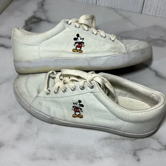 Disney Mickey Mouse Sneakers White Tennis Shoes Woman's Size 10 Vintage 90's