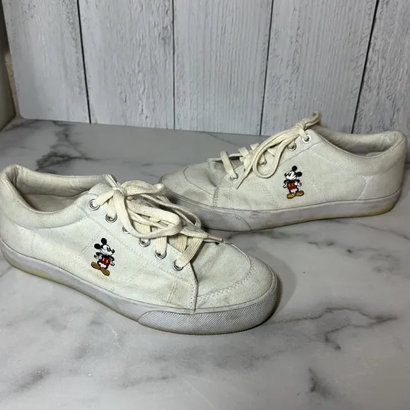 Disney Mickey Mouse Sneakers White Tennis Shoes Woman's Size 10 Vintage 90's