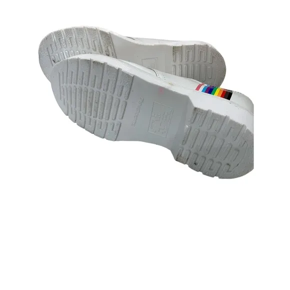 Doc Martens Shoes Mens White Leather Pride Oxford Lace Up Low Top Rainbow sz 5