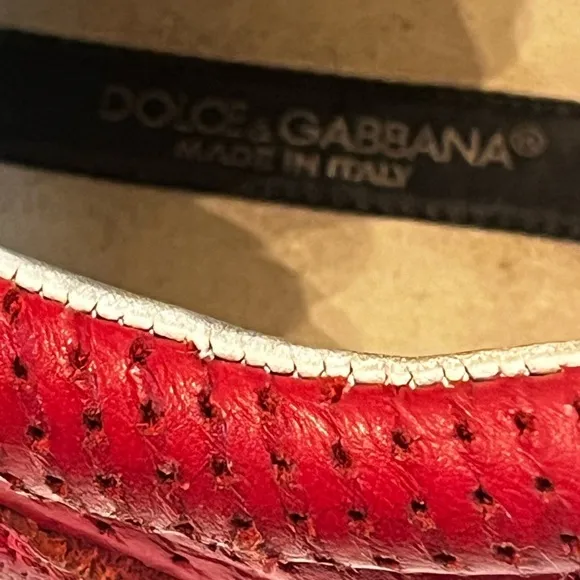Dolce &amp; Gabbana Shark-teeth Soles Sz 11 Low-top Sneaker Red Men Logo