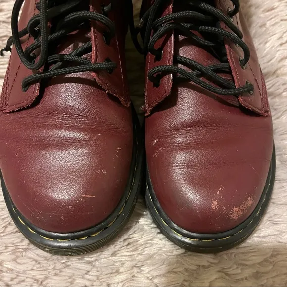 Dr. Martens 1460 kids ankle Maroon Boots sz 2 cherry red leather hightop shoes