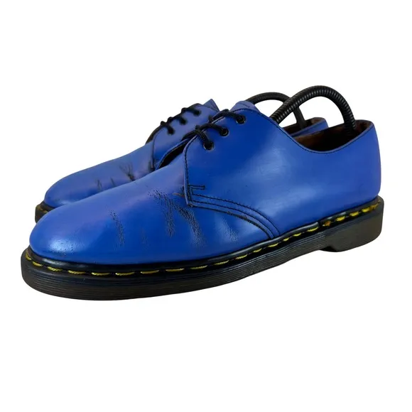 Dr. Martens 1461 Shoes Vintage Electric Blue Made in England Leather Oxford 11