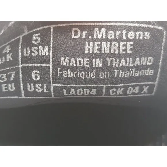 Dr. Martens Black Leather Henree Derbys Oxford Shoes Size Men's 5 Women's 6