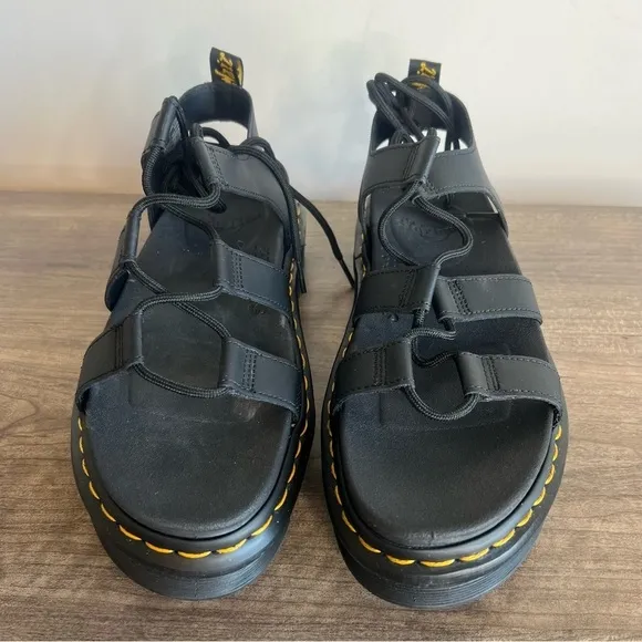 Dr. Martens Nartilla Black Hydro Leather Gladiator Women's Sandal Size 11 #B1498