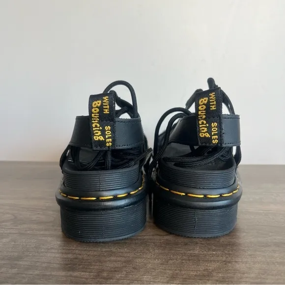 Dr. Martens Nartilla Black Hydro Leather Gladiator Women's Sandal Size 11 #B1498