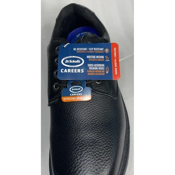 Dr Scholls Mens Dave Black Careers Slip Oil Resistant Shoes Size 13W Gel Cushion