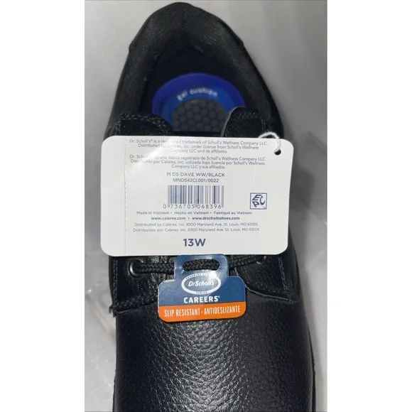 Dr Scholls Mens Dave Black Careers Slip Oil Resistant Shoes Size 13W Gel Cushion