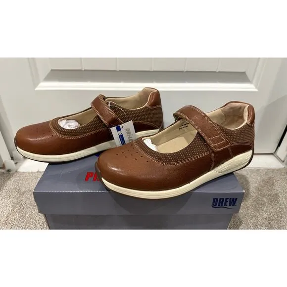 Drew Trust Mary Janes Shoes Camel Leather Size 9.5 NIB Therapeutic Comfy Shoes