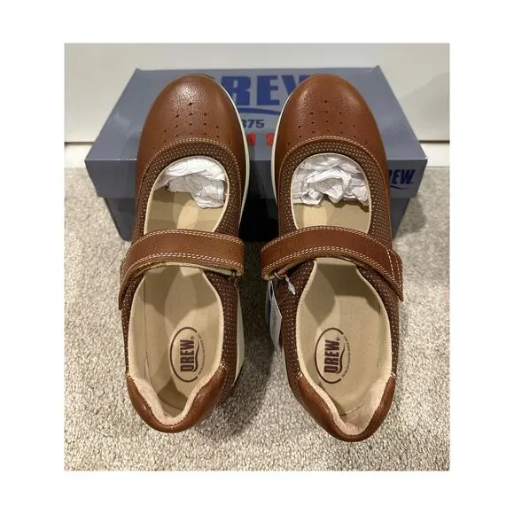 Drew Trust Mary Janes Shoes Camel Leather Size 9.5 NIB Therapeutic Comfy Shoes