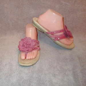 Earth Spirit Gelron Meri Sandals Size 9 Suede Flower Padded Flip Flops Thong M