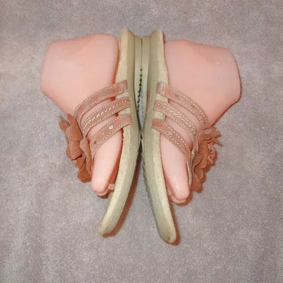 Earth Spirit Gelron Meri Sandals Size 9 Suede Flower Padded Flip Flops Thong