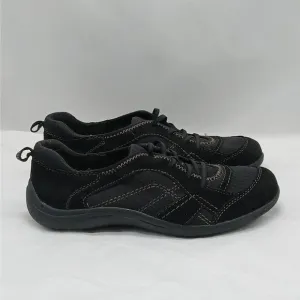 Earths Origins Carly Womens Leather Sneakers 6.5M Black Low Top Lace Up Shoes