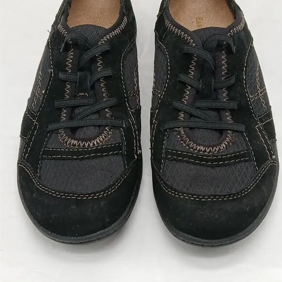 Earths Origins Carly Womens Leather Sneakers 6.5M Black Low Top Lace Up Shoes