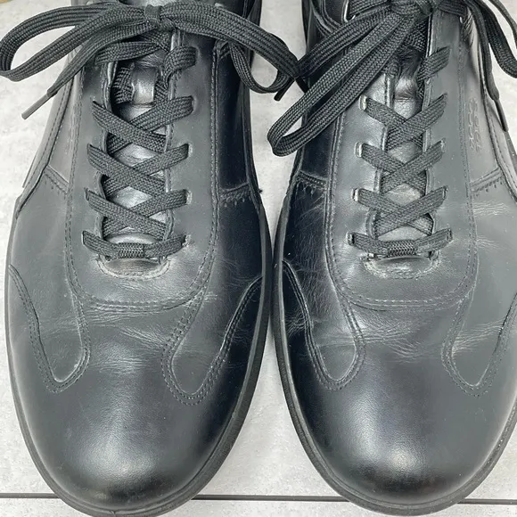 Ecco 1963 Men's Size 46 (12-12.5) Black Leather Lace-Up Low Top Sneakers Shoes