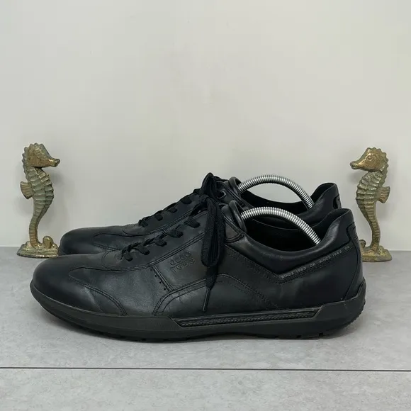 Ecco 1963 Men's Size 46 (12-12.5) Black Leather Lace-Up Low Top Sneakers Shoes