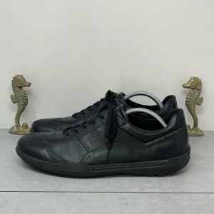 Ecco 1963 Men's Size 46 (12-12.5) Black Leather Lace-Up Low Top Sneakers Shoes