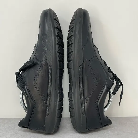 Ecco 1963 Men's Size 46 (12-12.5) Black Leather Lace-Up Low Top Sneakers Shoes