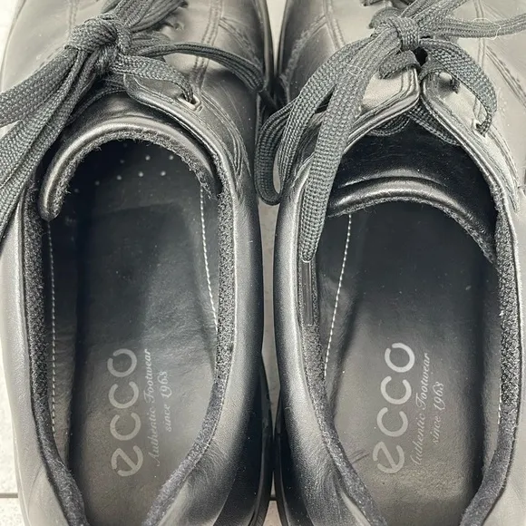 Ecco 1963 Men's Size 46 (12-12.5) Black Leather Lace-Up Low Top Sneakers Shoes