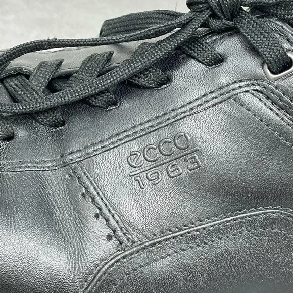 Ecco 1963 Men's Size 46 (12-12.5) Black Leather Lace-Up Low Top Sneakers Shoes