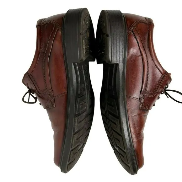 ECCO Berlin Brown Leather Lace Up Plain Toe Oxford Shock Point Dress Shoes 41