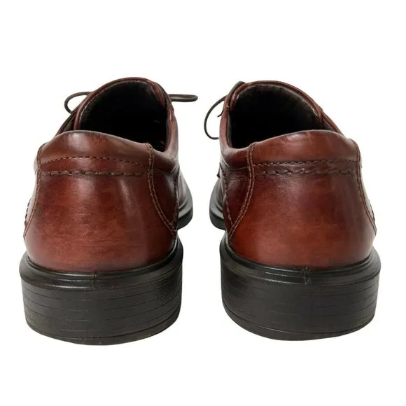 ECCO Berlin Brown Leather Lace Up Plain Toe Oxford Shock Point Dress Shoes 41