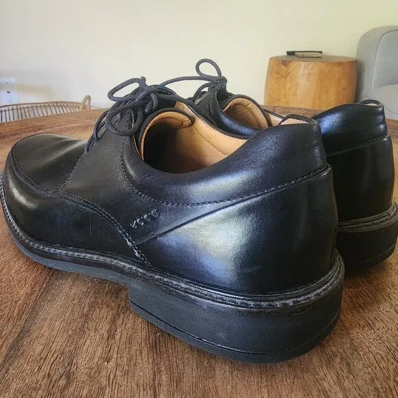 Ecco Black Oxford Leather Shock Point Square Toe Dress Shoes Mens 8.5