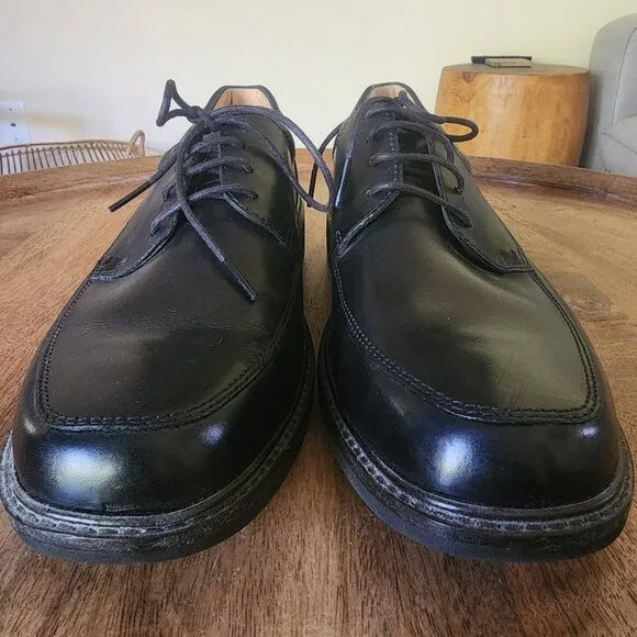 Ecco Black Oxford Leather Shock Point Square Toe Dress Shoes Mens 8.5