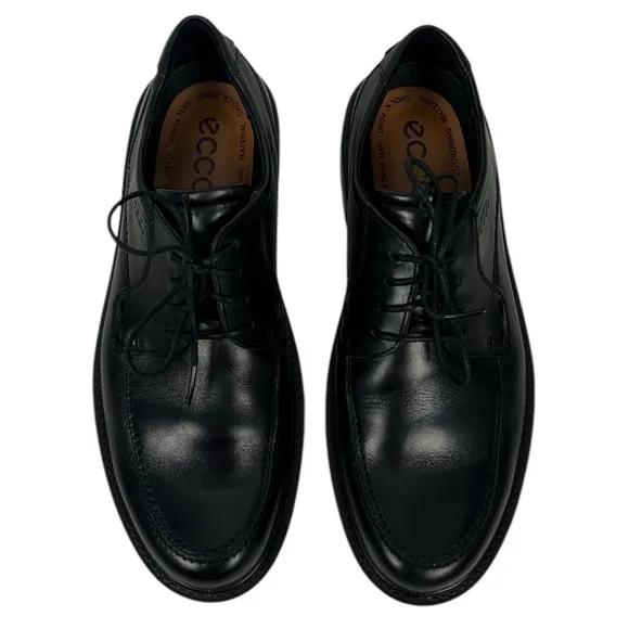 Ecco Casual Walking Shoes Black Leather Mens Size EU 42 US 8 8.5 Shock Point