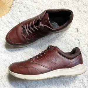 ECCO: Classic Mens Leather Brown Tan Accent Lace Up Lace Up Sneakers Size 43