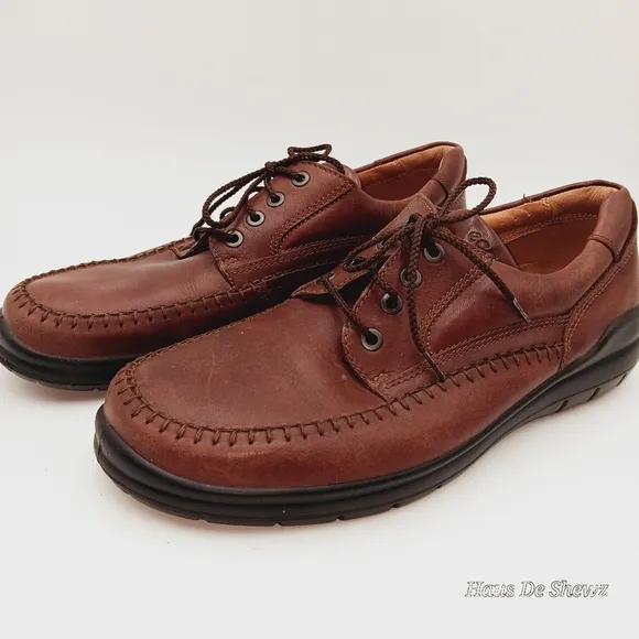 Ecco Fusion Moc Lace Shoes Brown Size 44