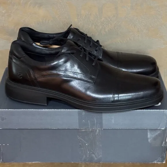 Ecco Helsinki Black Leather Oxford Shoes Dual Fit Insoles 11.5 NWB