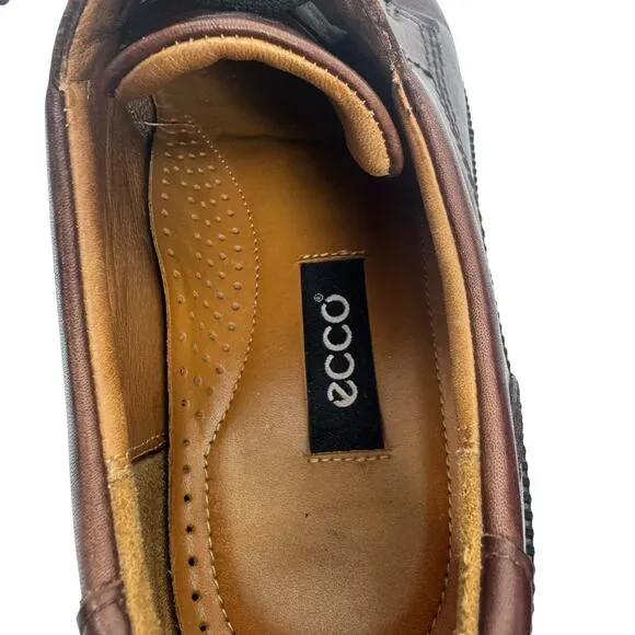 Ecco leather Oxford Dress Shoes Brown Lace Up Comfort Size 8/8.5