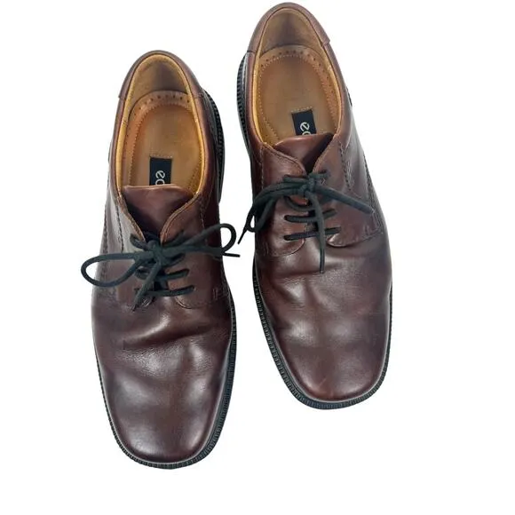 Ecco leather Oxford Dress Shoes Brown Lace Up Comfort Size 8/8.5