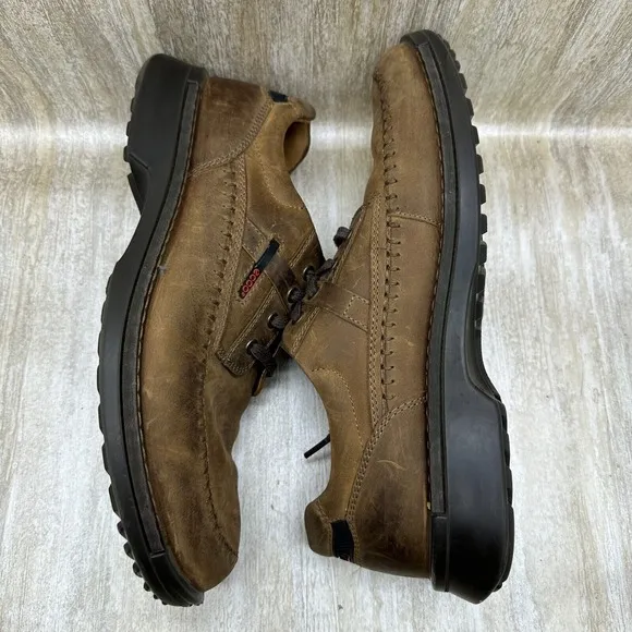 Ecco Light Shock Point Comfort Shoes Mens Size 12 Brouwn Nubuck Leather