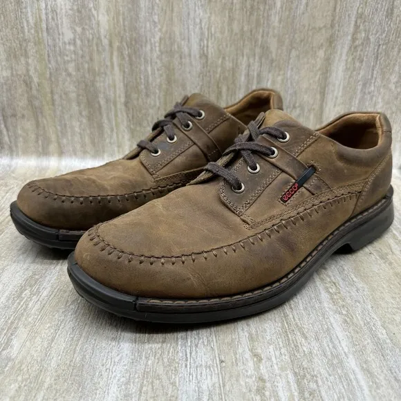 Ecco Light Shock Point Comfort Shoes Mens Size 12 Brouwn Nubuck Leather