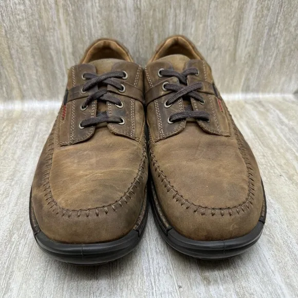 Ecco Light Shock Point Comfort Shoes Mens Size 12 Brouwn Nubuck Leather