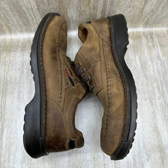 Ecco Light Shock Point Comfort Shoes Mens Size 12 Brouwn Nubuck Leather