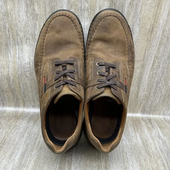 Ecco Light Shock Point Comfort Shoes Mens Size 12 Brouwn Nubuck Leather