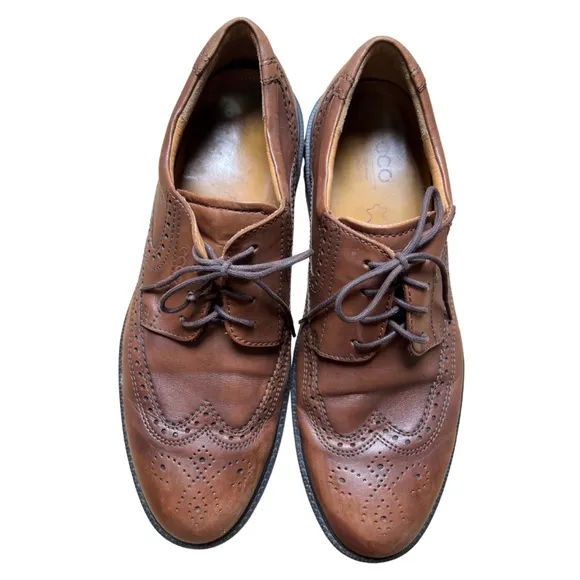 Ecco Mens Brogue Wingtip Oxfords 47 13-13.5 Comfort Western Retro Dress Shoes