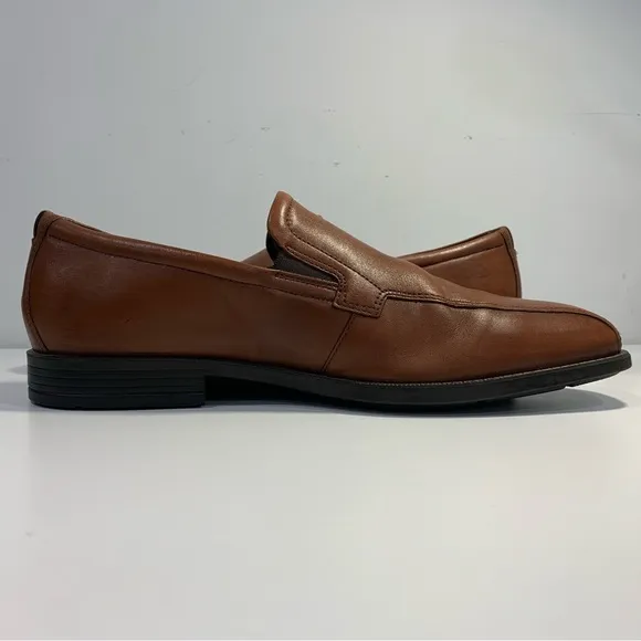Ecco Men's Century Shock Point Brown Tan Leather Slip-on Dress Shoes EU 43 US 9