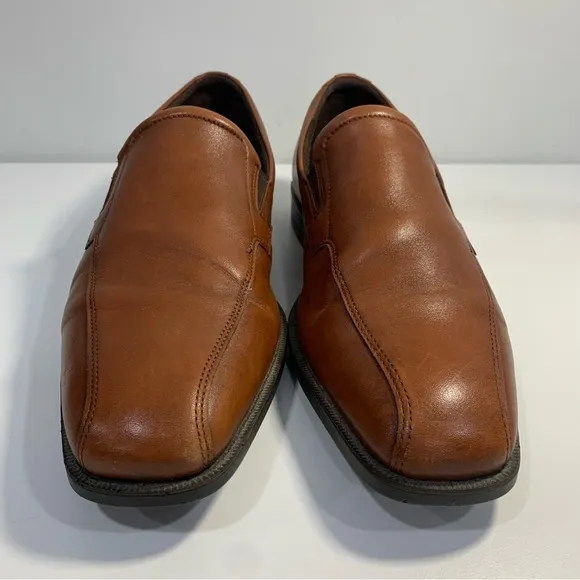 Ecco Men's Century Shock Point Brown Tan Leather Slip-on Dress Shoes EU 43 US 9