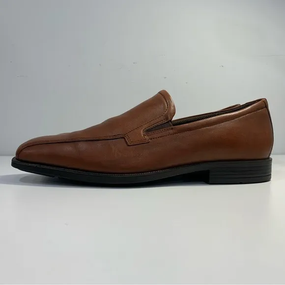 Ecco Men's Century Shock Point Brown Tan Leather Slip-on Dress Shoes EU 43 US 9