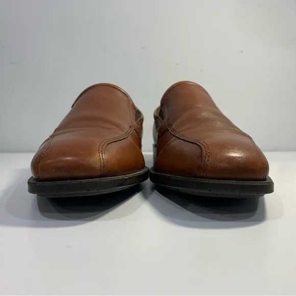Ecco Men's Century Shock Point Brown Tan Leather Slip-on Dress Shoes EU 43 US 9